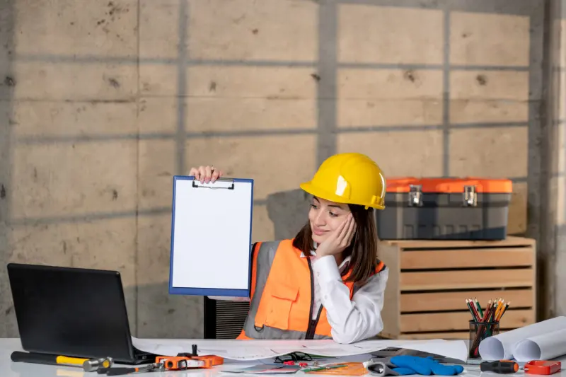 female worker holding OSHA text paper in hand 1536x1024 1